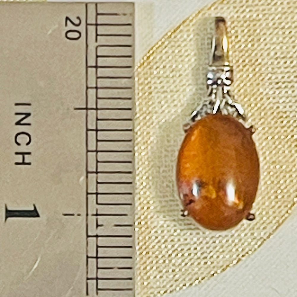 Honey BALTIC AMBER STERLING SILVER 925 Gold Plated Pendant